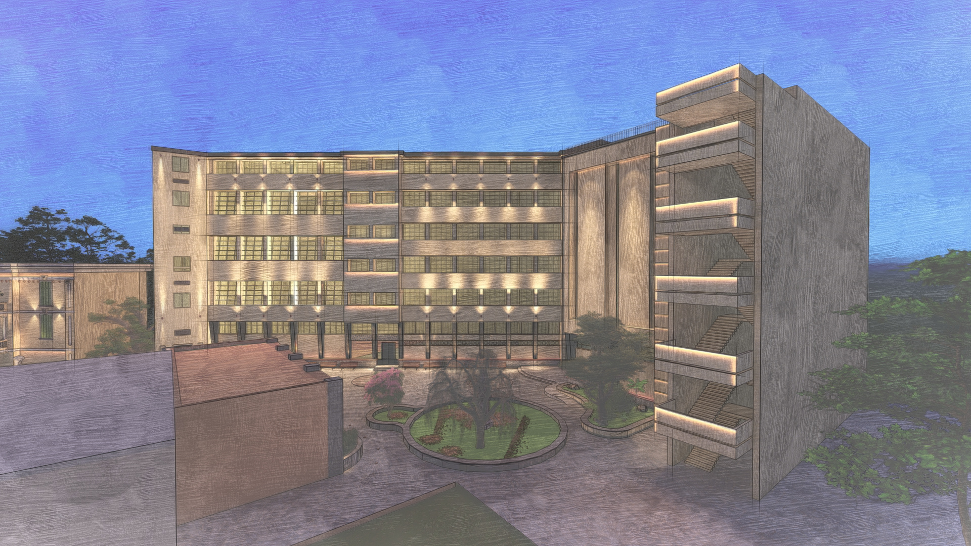 美术学院外立面照明设计丨埃及丨环境处理建筑系-24