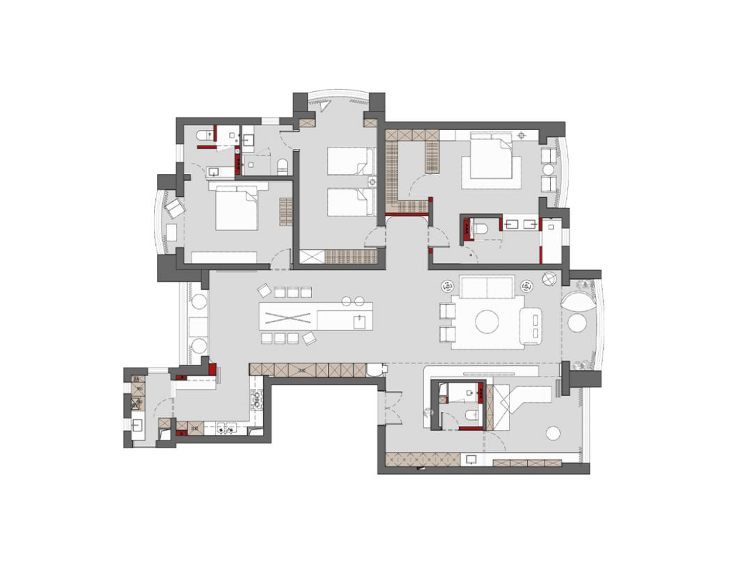 260㎡大平层，颠覆奢华，暖调极简 | 赫设计-103