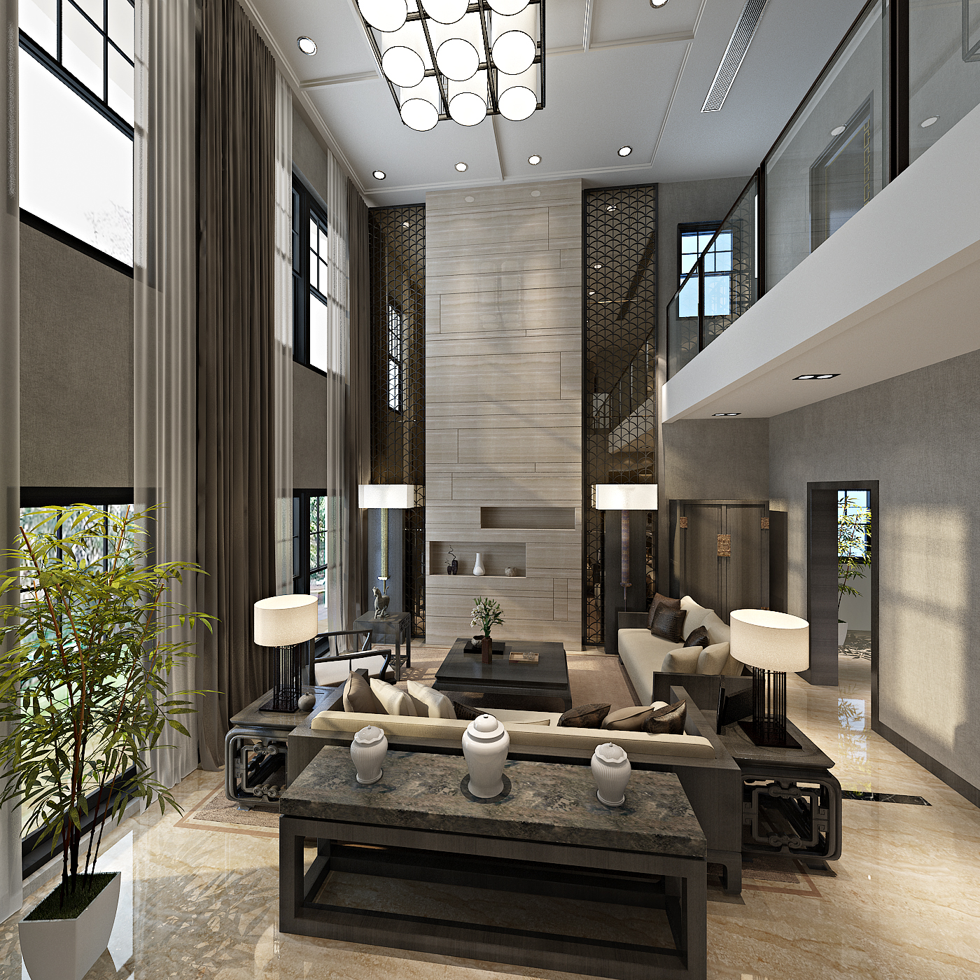 新中式 中式古典 奢华家装别墅样板房-10-19