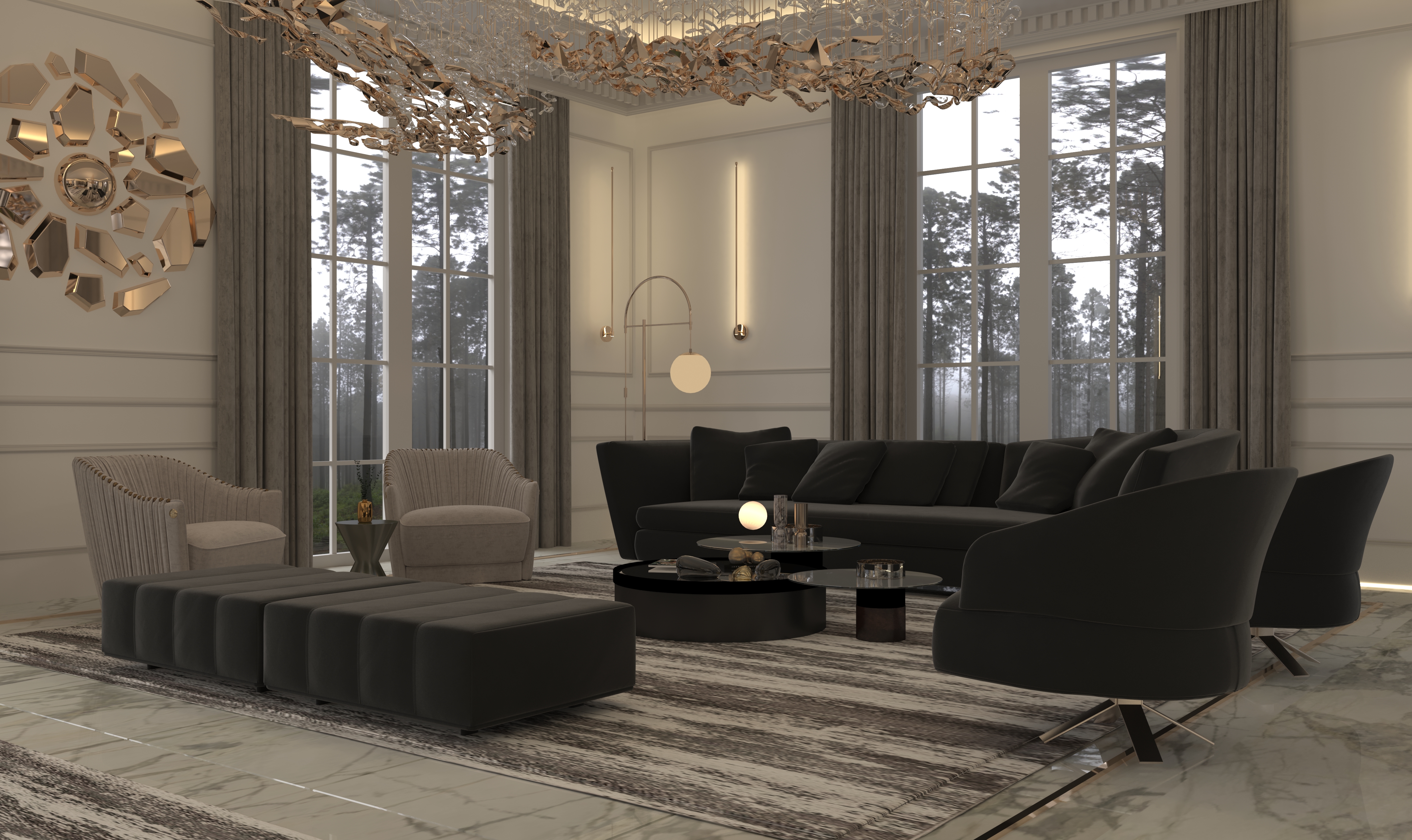 Private luxury dinning and living space design .-3