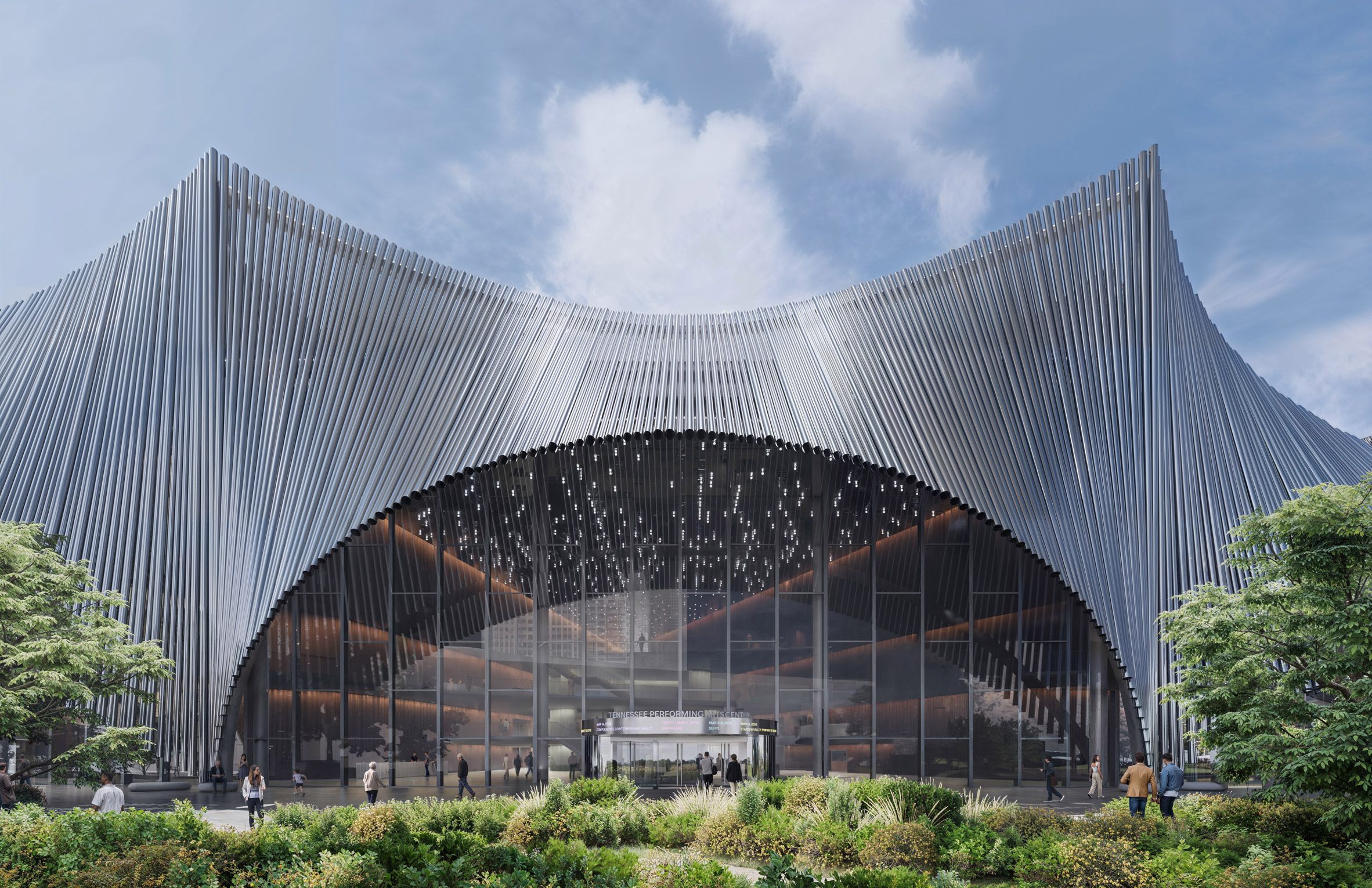 BIG reveals Nashville performing arts centre wrapped in aluminium pipes-9