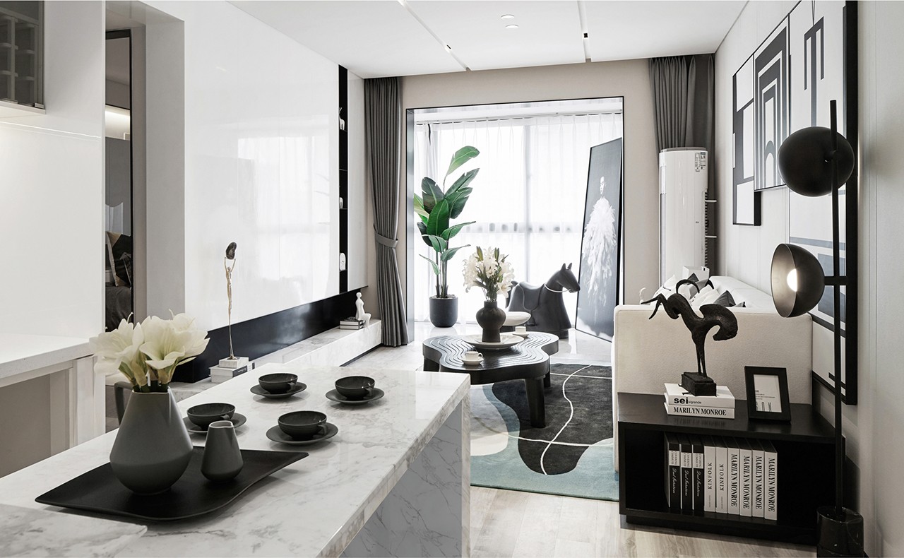 80㎡黑白设计样板间，简约即是美！ 九度空间软装设计-9