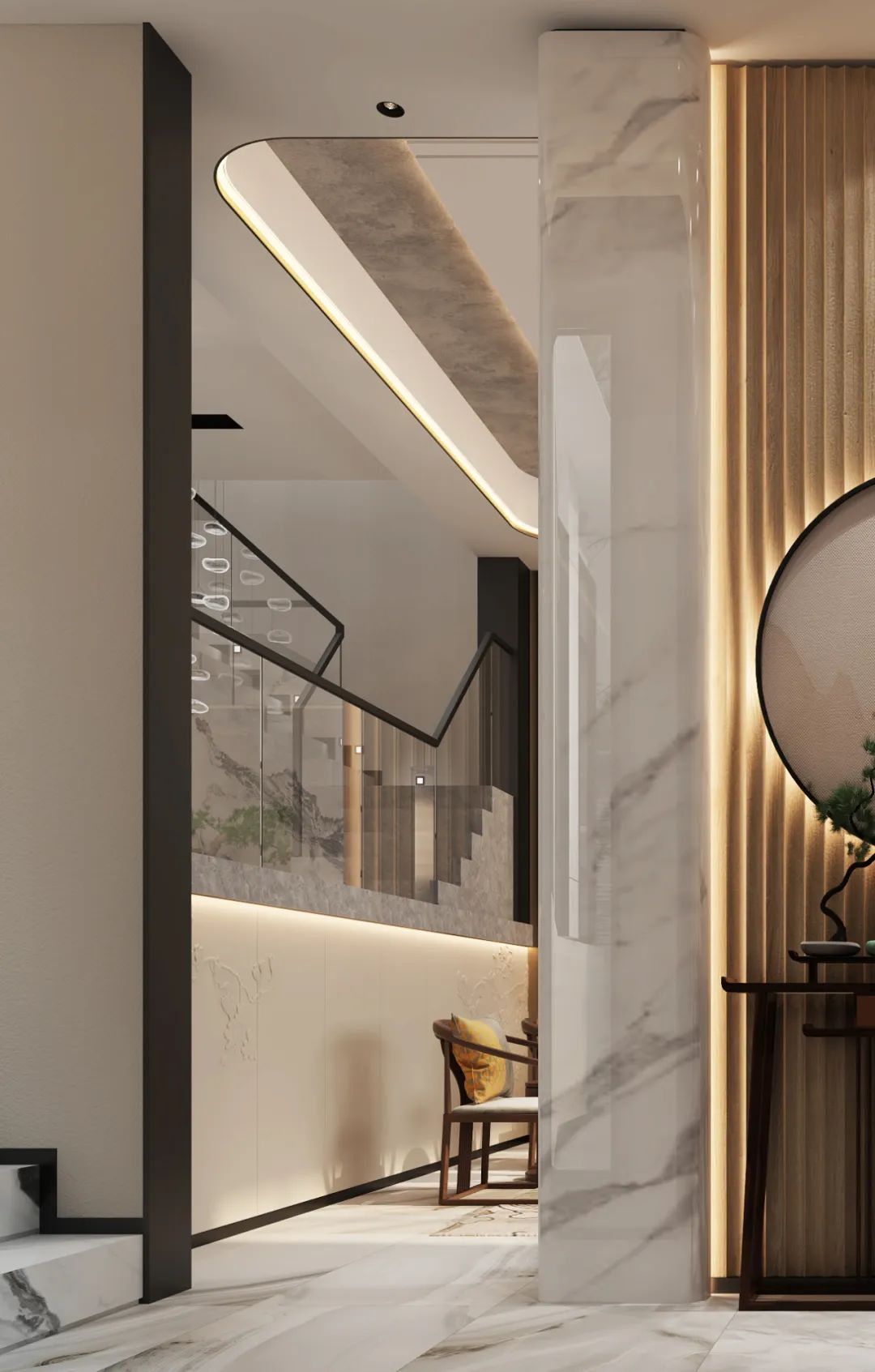 立于当下 静守自然 · 广州某别墅现代轻奢新中式设计丨中国广州丨广州W设计-2