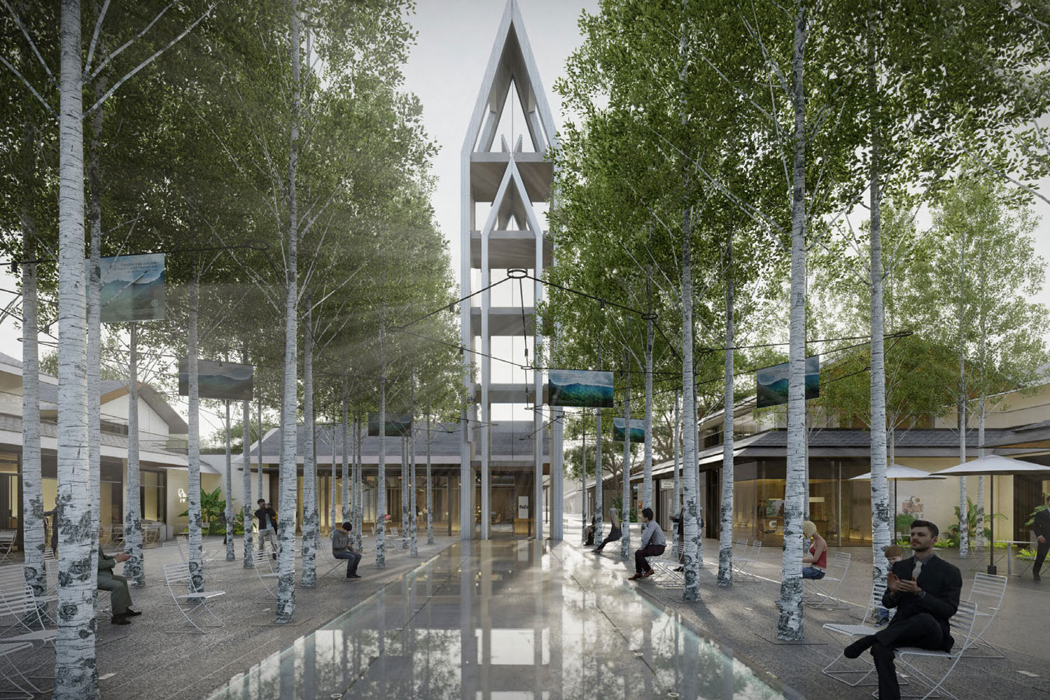 杭州万科玉鸟集枭音钟塔广场商业街SU模型-0