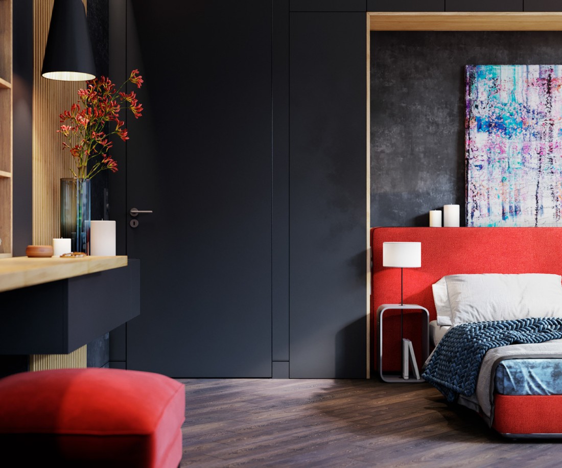 乌克兰 116㎡惊艳红色时尚美宅-23