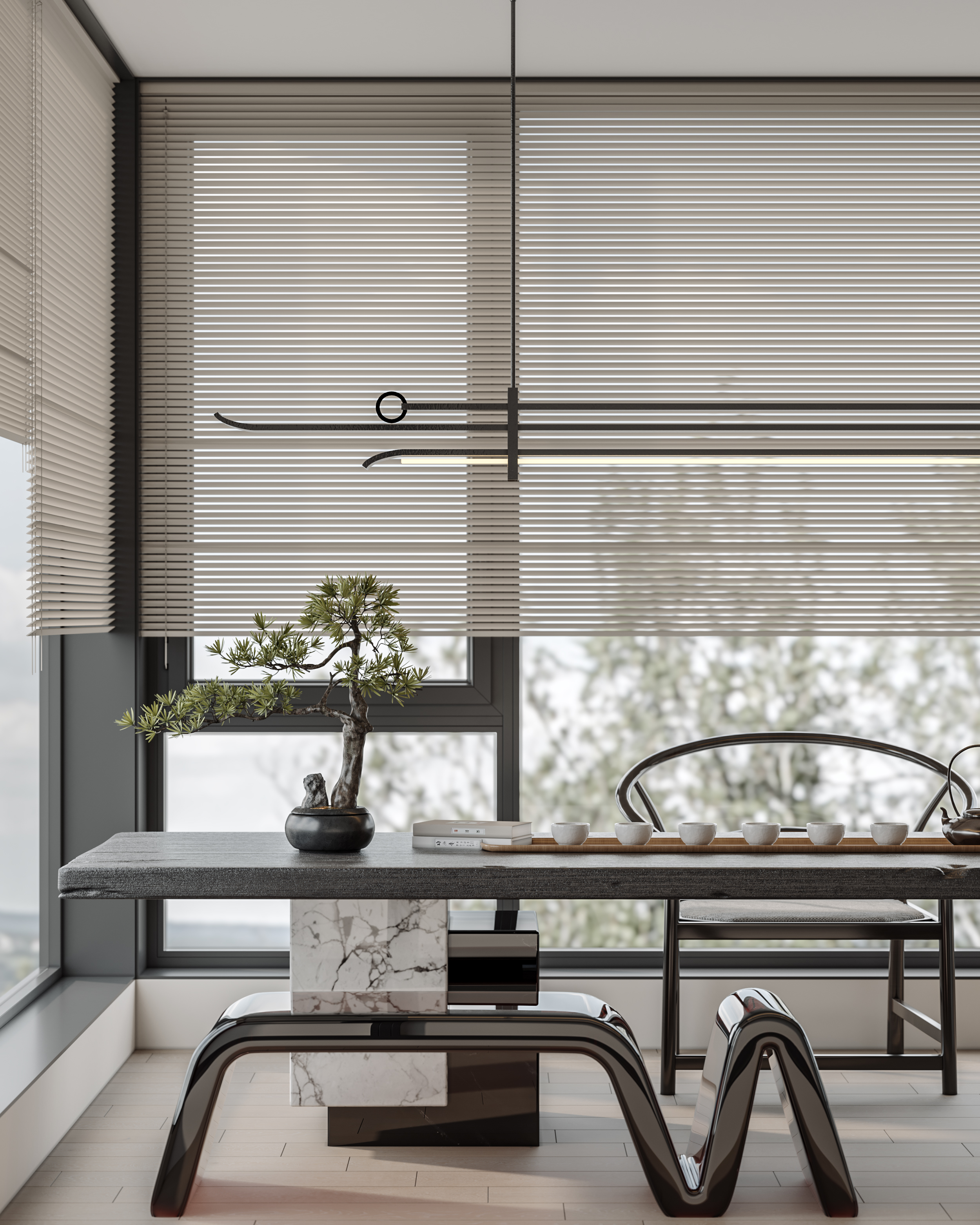 室内新中式，地下室，客厅-3