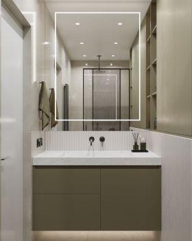 Subtle Contrast: Minimalist bathroom
