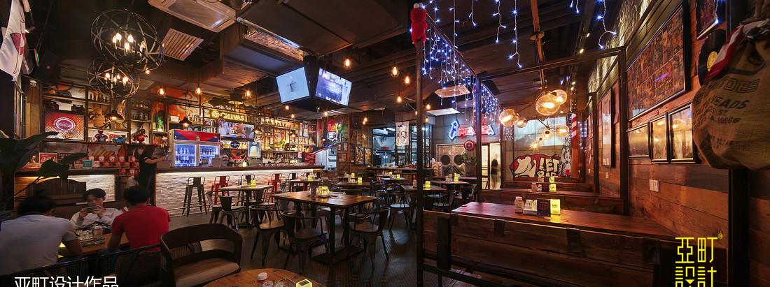 长沙美式餐吧设计 | 通透玻璃窗格,投影映射品牌形象-20