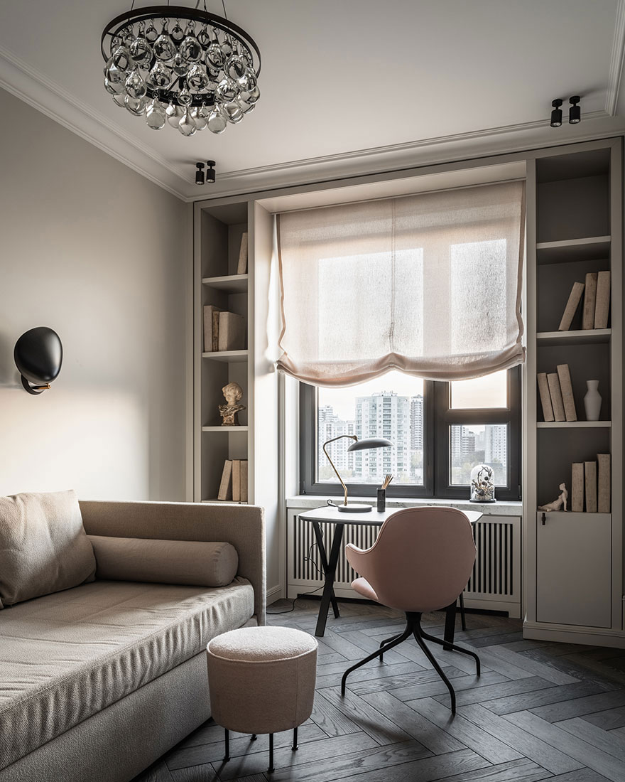 莫斯科时尚公寓 | 中性色调与柔和对比的完美结合-15