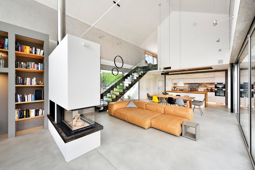 Modern Nurnberg House with Open Living Area, Fireplace and Glass Facade-5