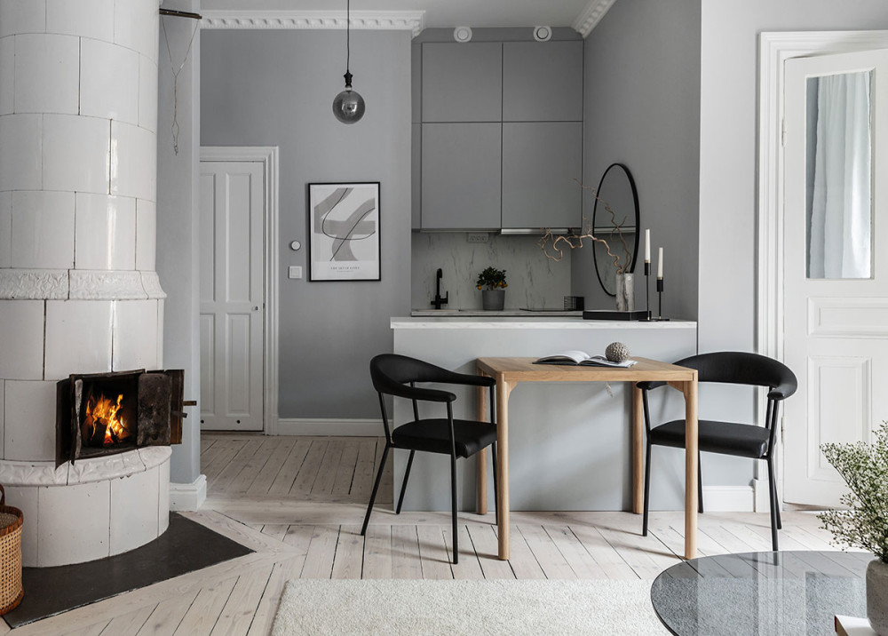舒适北欧小公寓，灰色基调搭配温馨贝壳色调-3