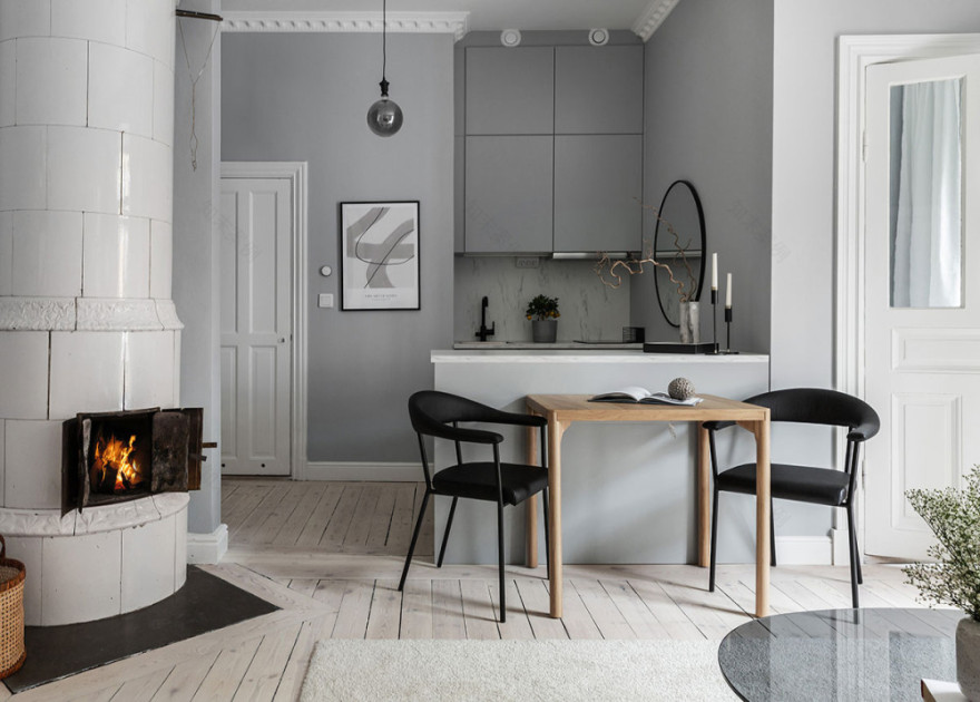 舒适北欧小公寓,灰色基调搭配温馨贝壳色调-3