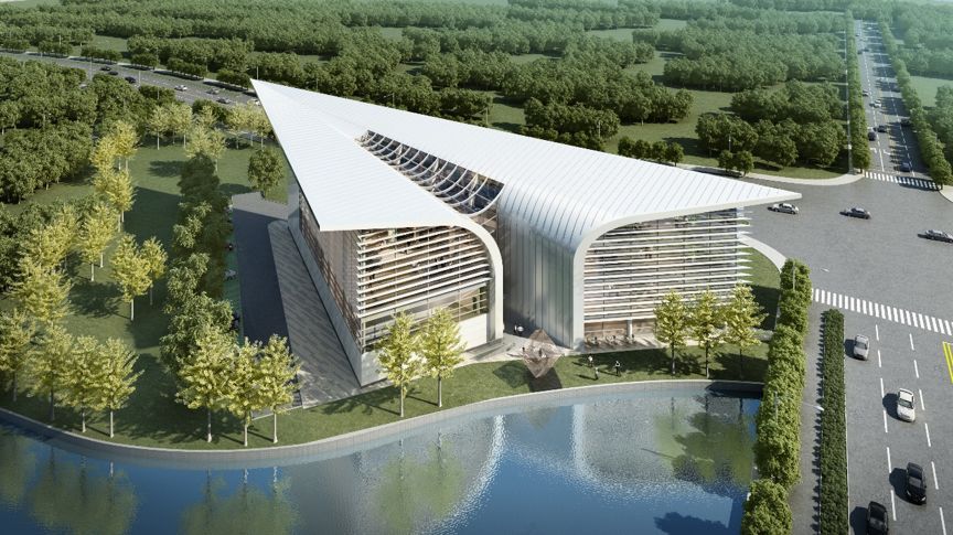 昆山德园文化展示馆——折纸飞机造型的新地标-0