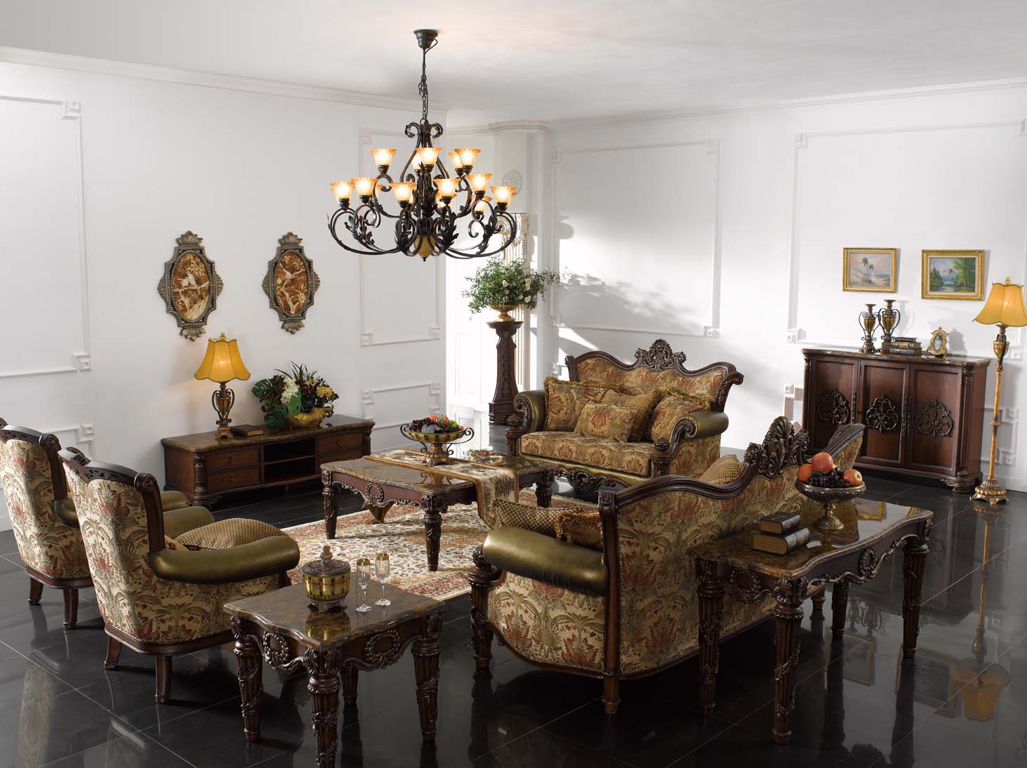 高清古典美式风格 卧室客厅餐厅书房家具场景图片素材-19