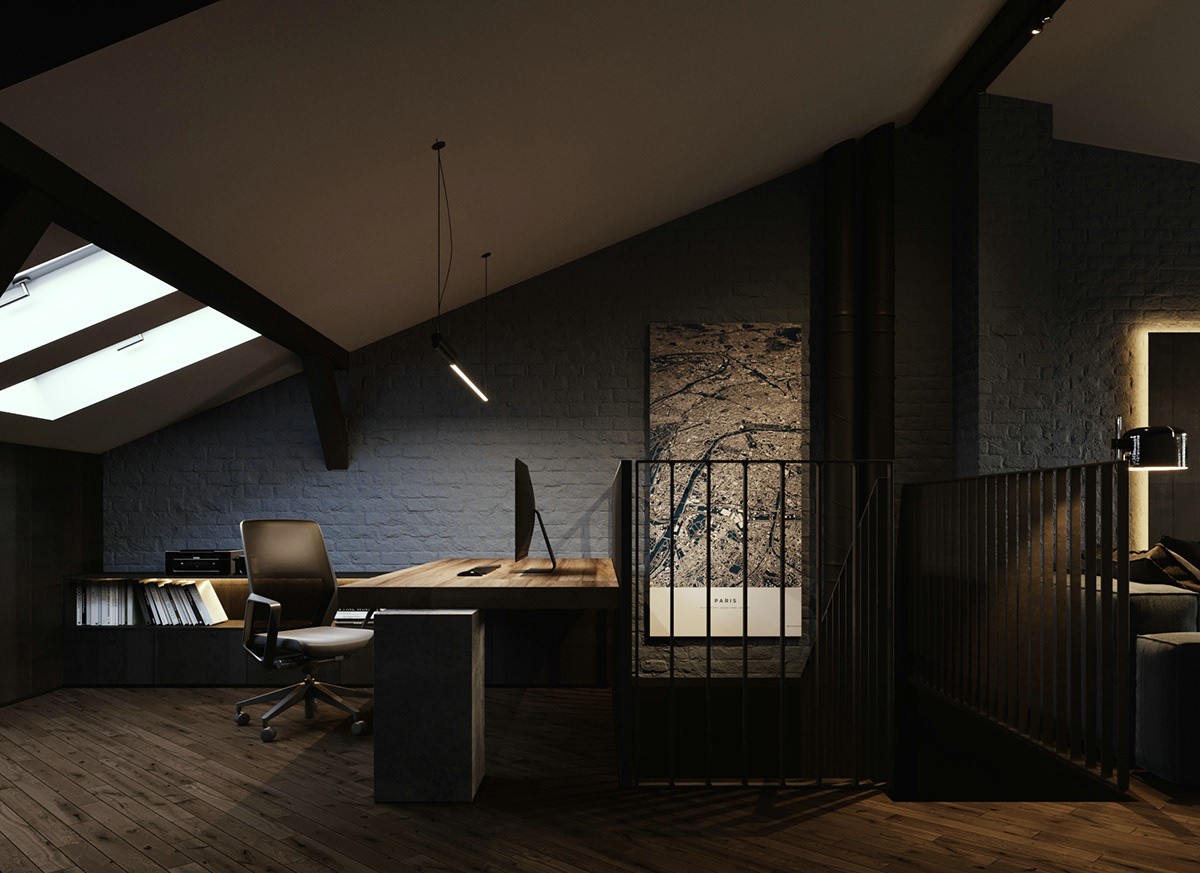 高级黑遇上工业风,酷感十足的理性居所-6