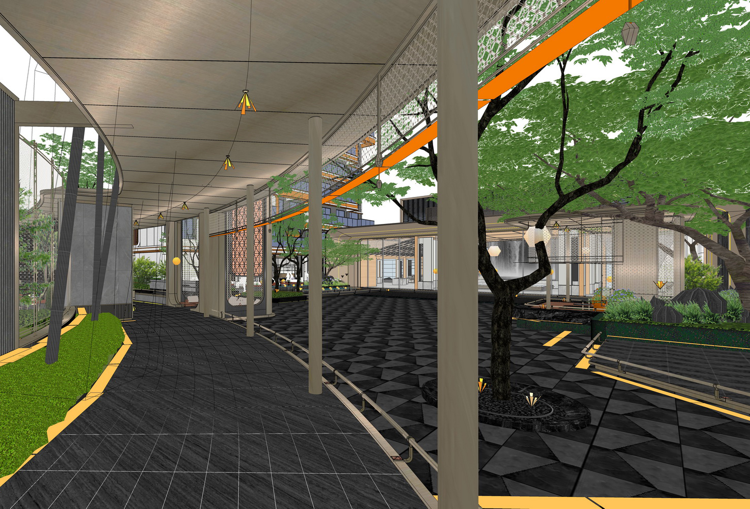 西安中铁建西派玺悦示范区景观SU模型-6