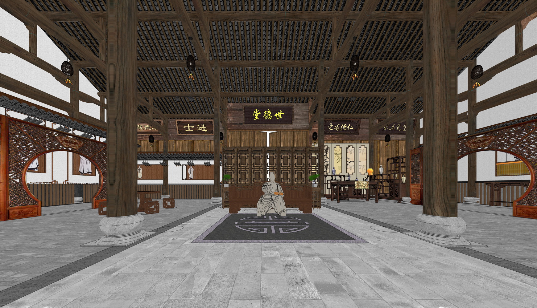 举人祠祠堂SU模型-7