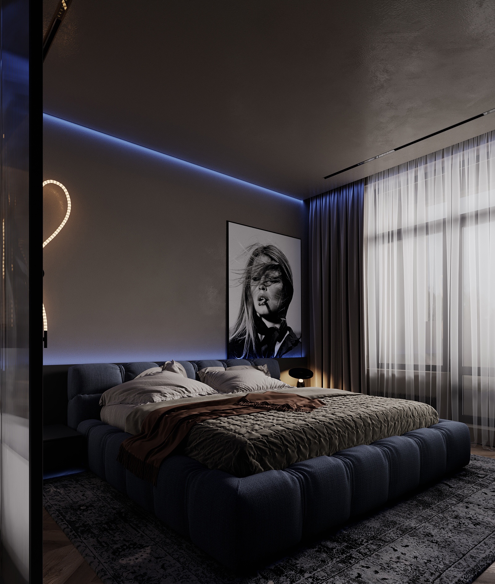 俄罗斯 74㎡深色系空间设计-13