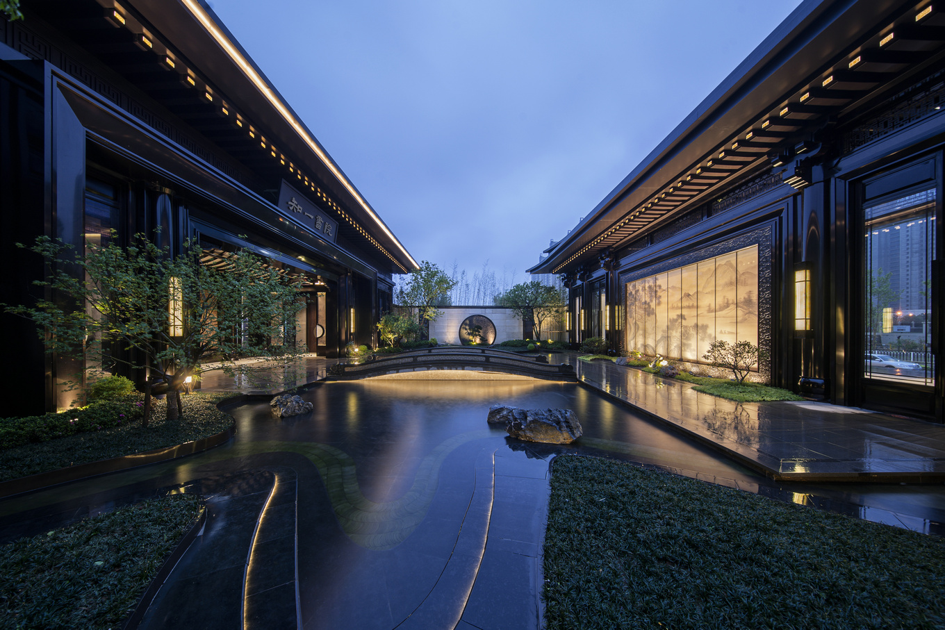 盘石设计 | 吴文粒:1745㎡绝美中式庭院,一帘诗意、四水归情!-3