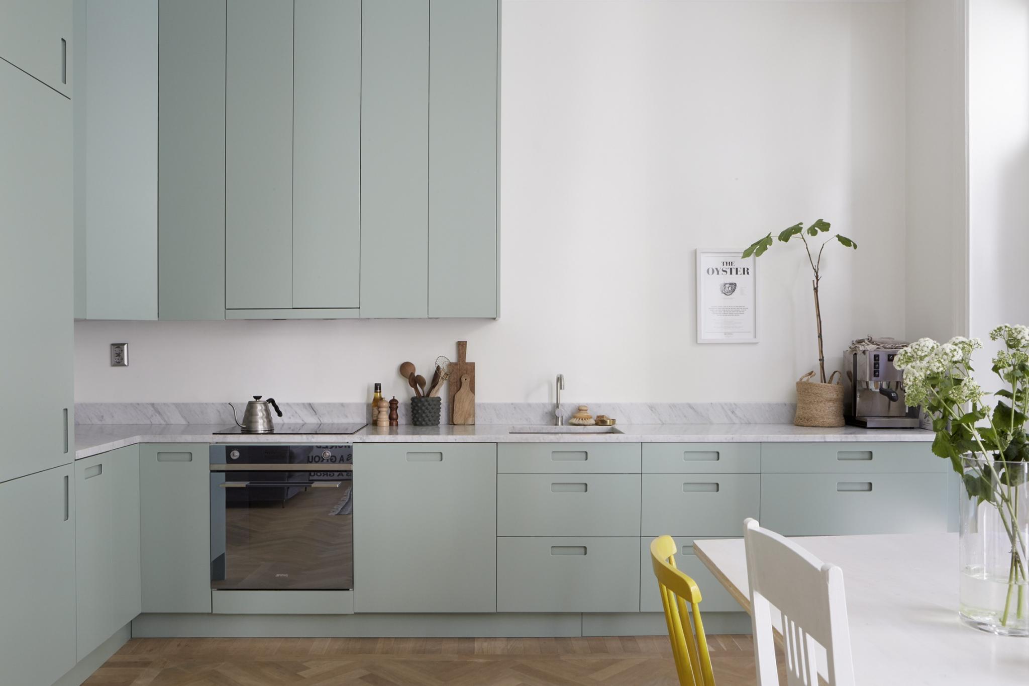 现代薄荷绿大理石台面厨房丨瑞典斯德哥尔摩-15