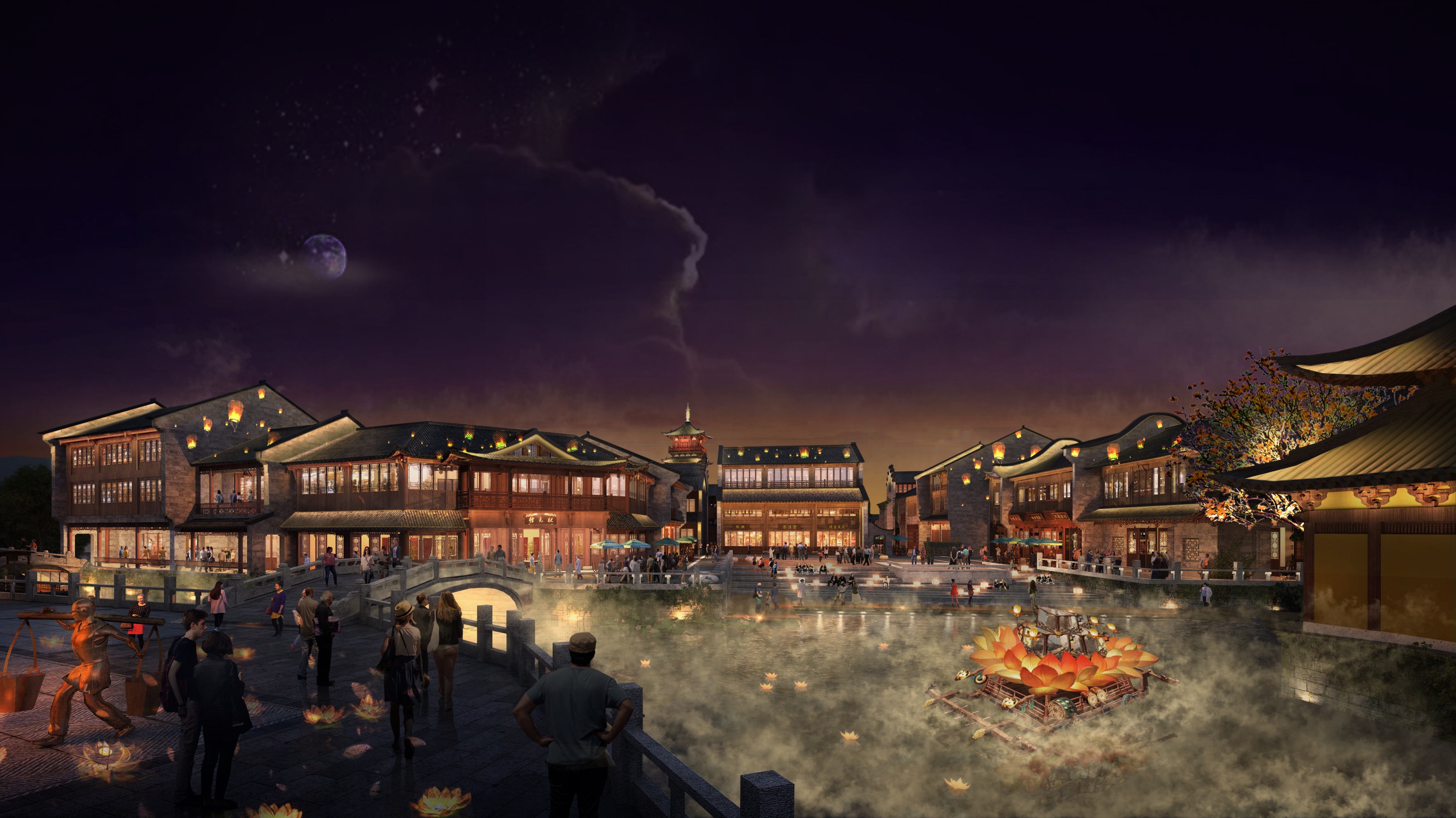 温州梧田老街夜景灯光亮化-1