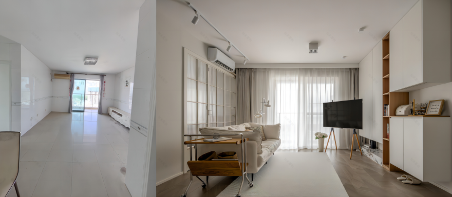 自由式客厅+日式四分离,治愈系的二人一猫-39