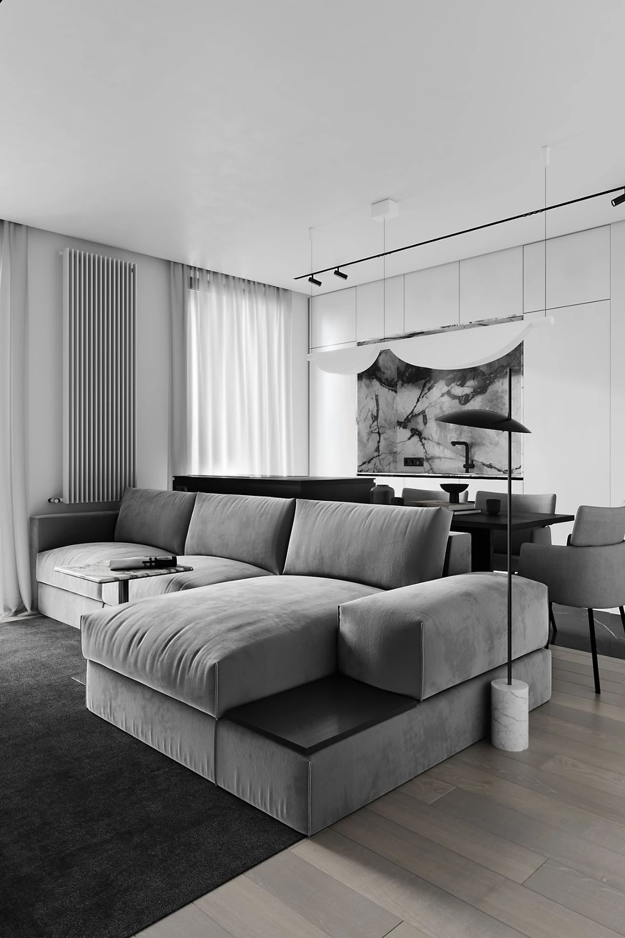 基辅黑白灰禁欲系家居,Anastasiia Reznichenko 现代设计典范-4