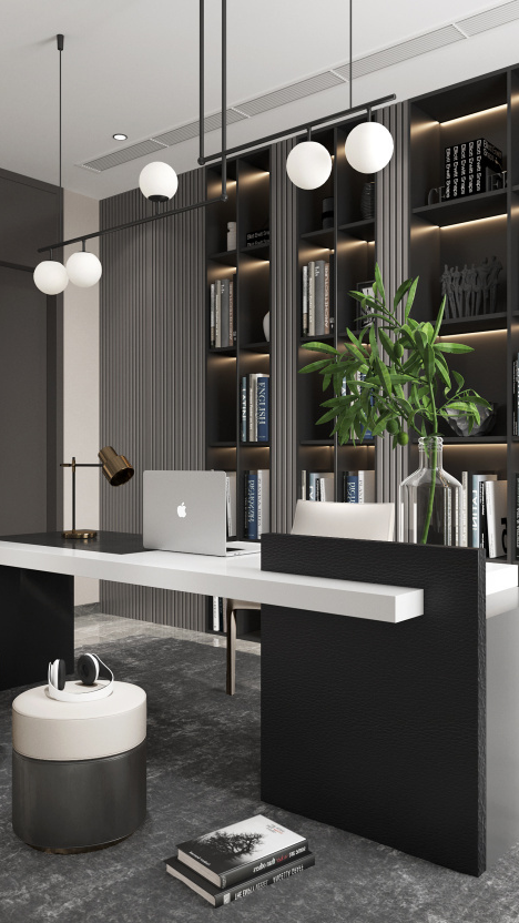 合景映月台493㎡现代风装修，黑白灰的绝美对撞-20