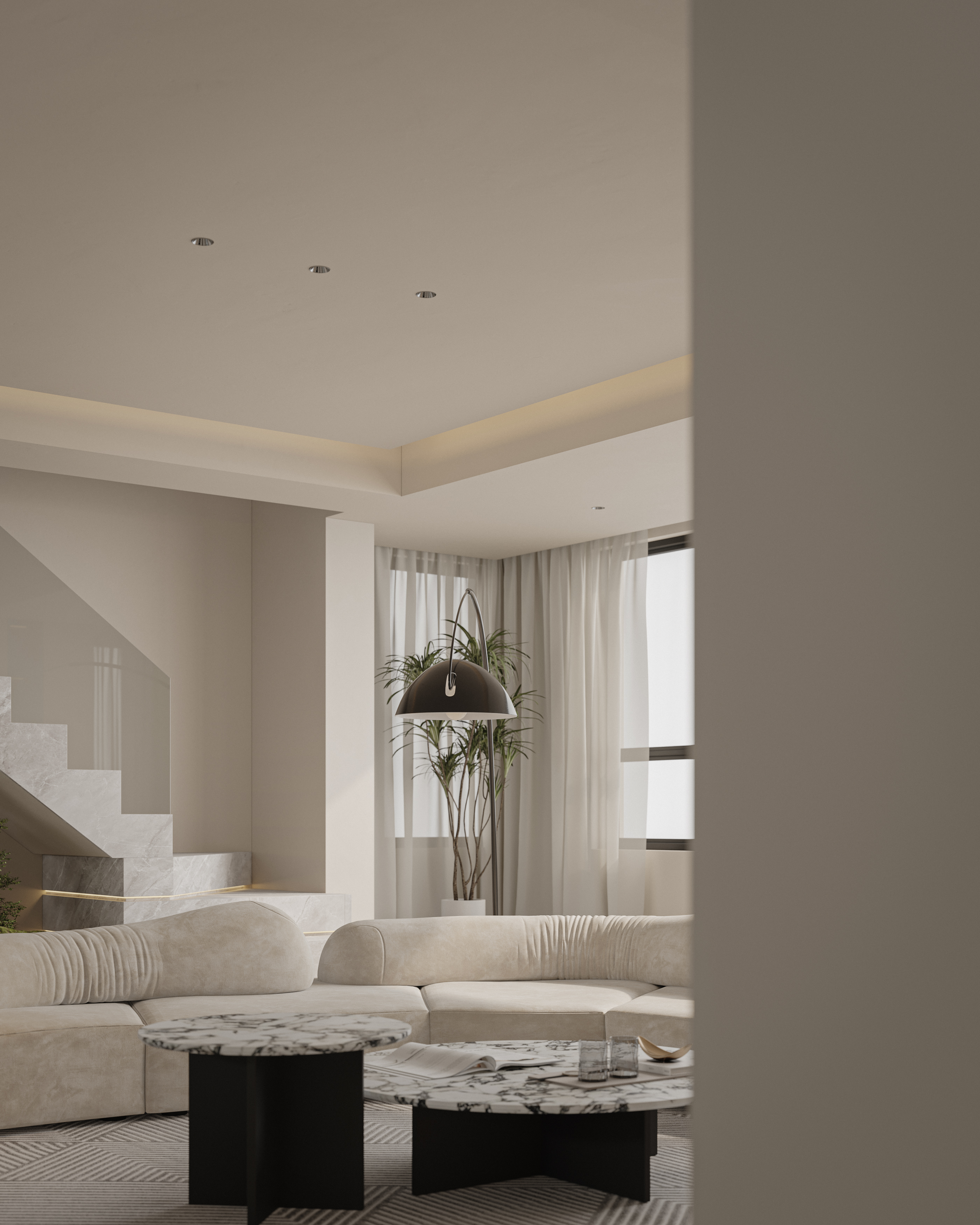 绘感视觉设计——现代奶油风格复式设计案例-10