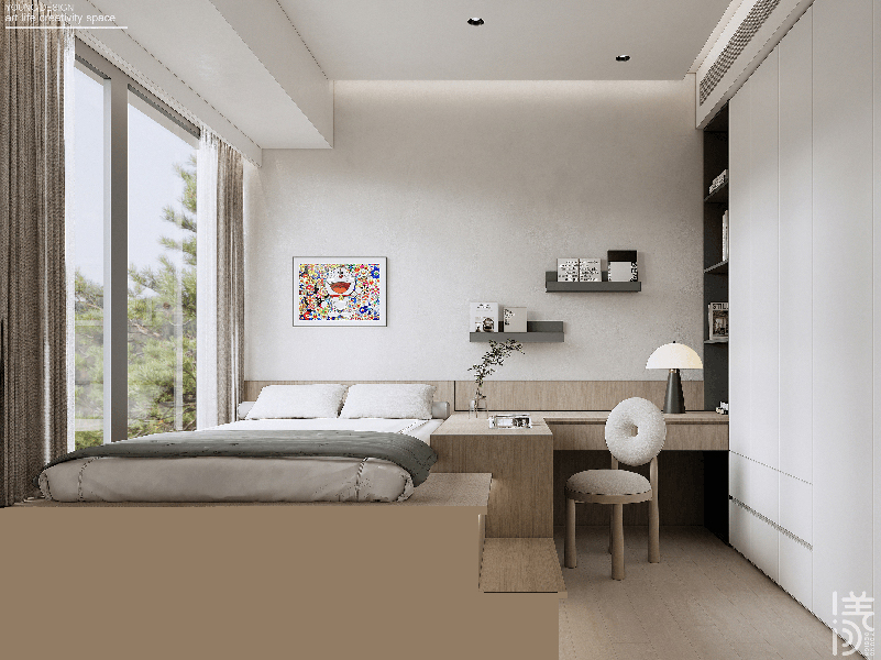 纯白与木色完美平衡,天然肌理邂逅简约线条,诠释意式极简静谧之家丨深圳漾空间设计有限公司-68