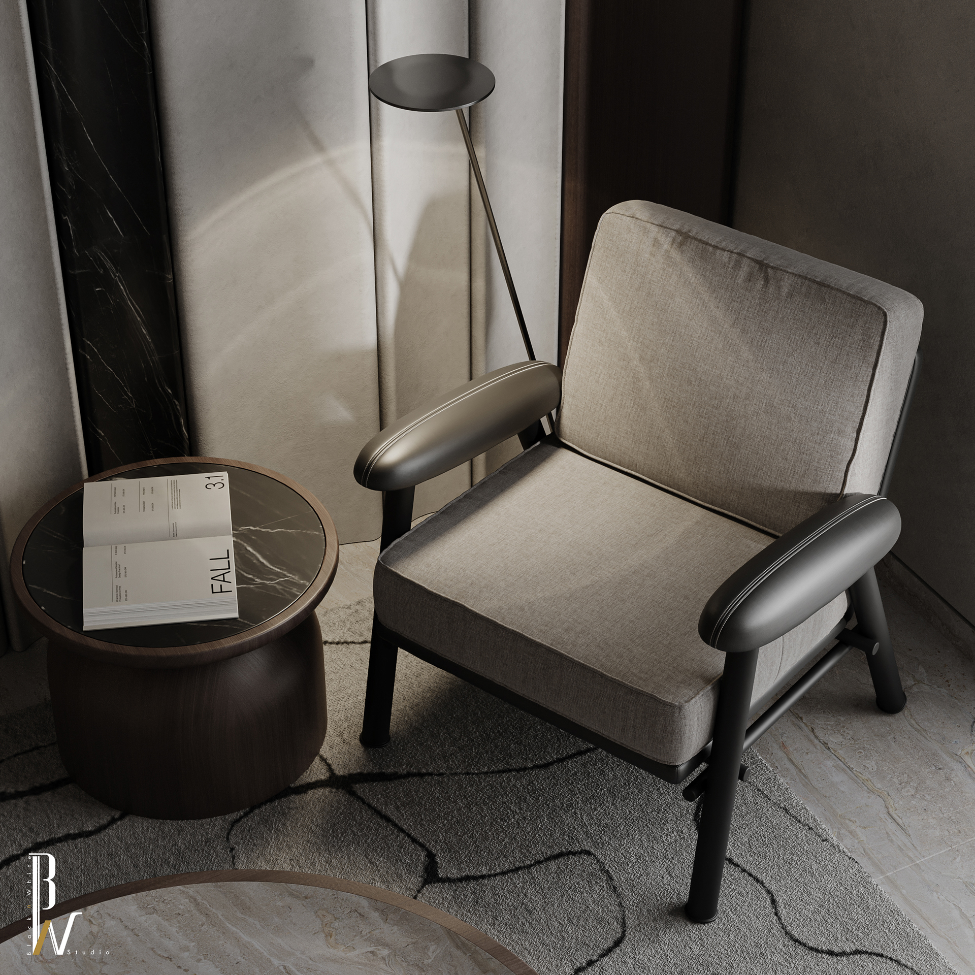 Home Office 设计丨加蓬丨Black N White-18