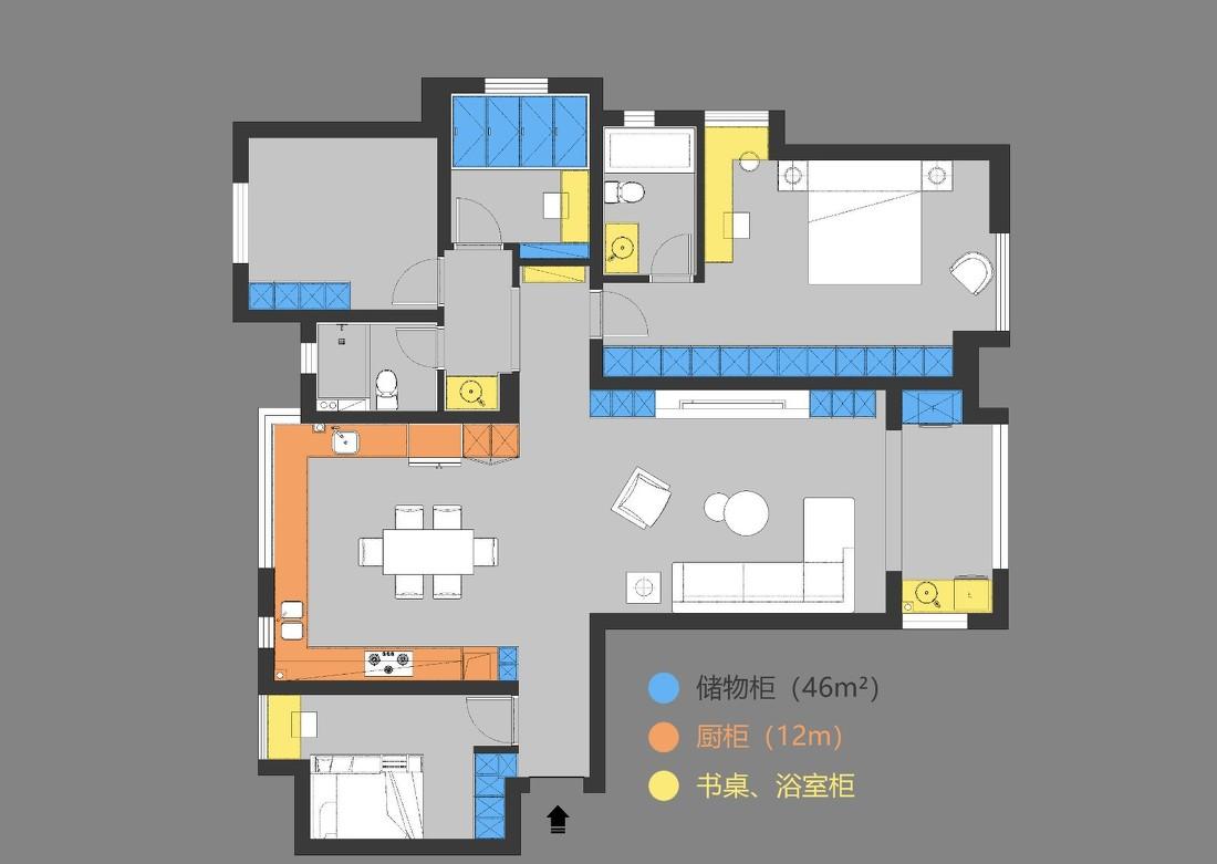 云尖设计工作室 | 平层现代简约风家居，储物空间丰富-1