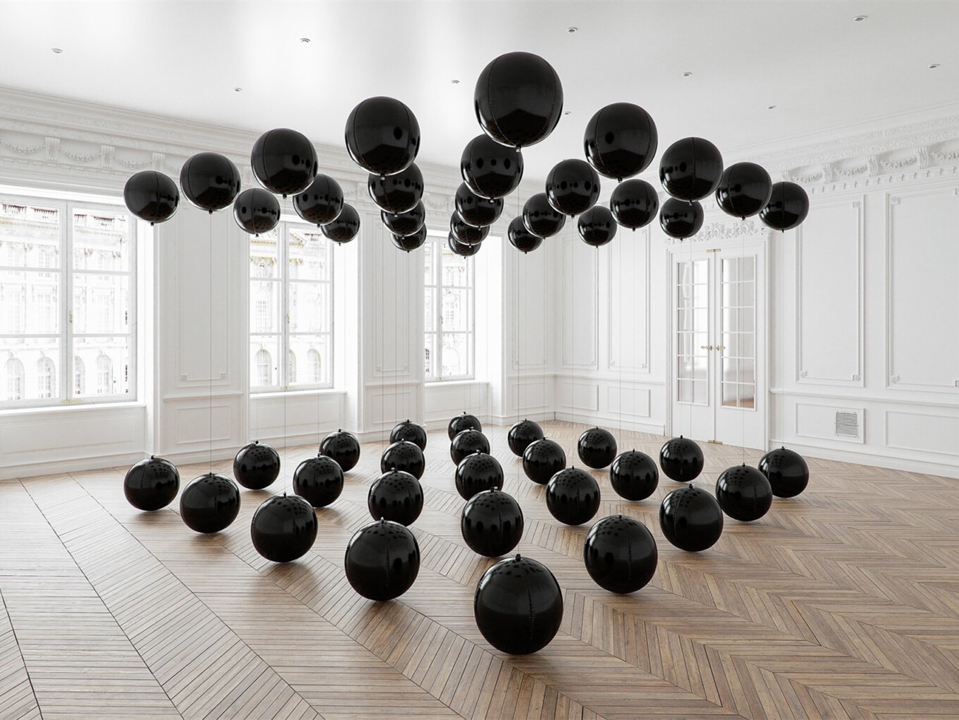 漂浮的黑色气球-3