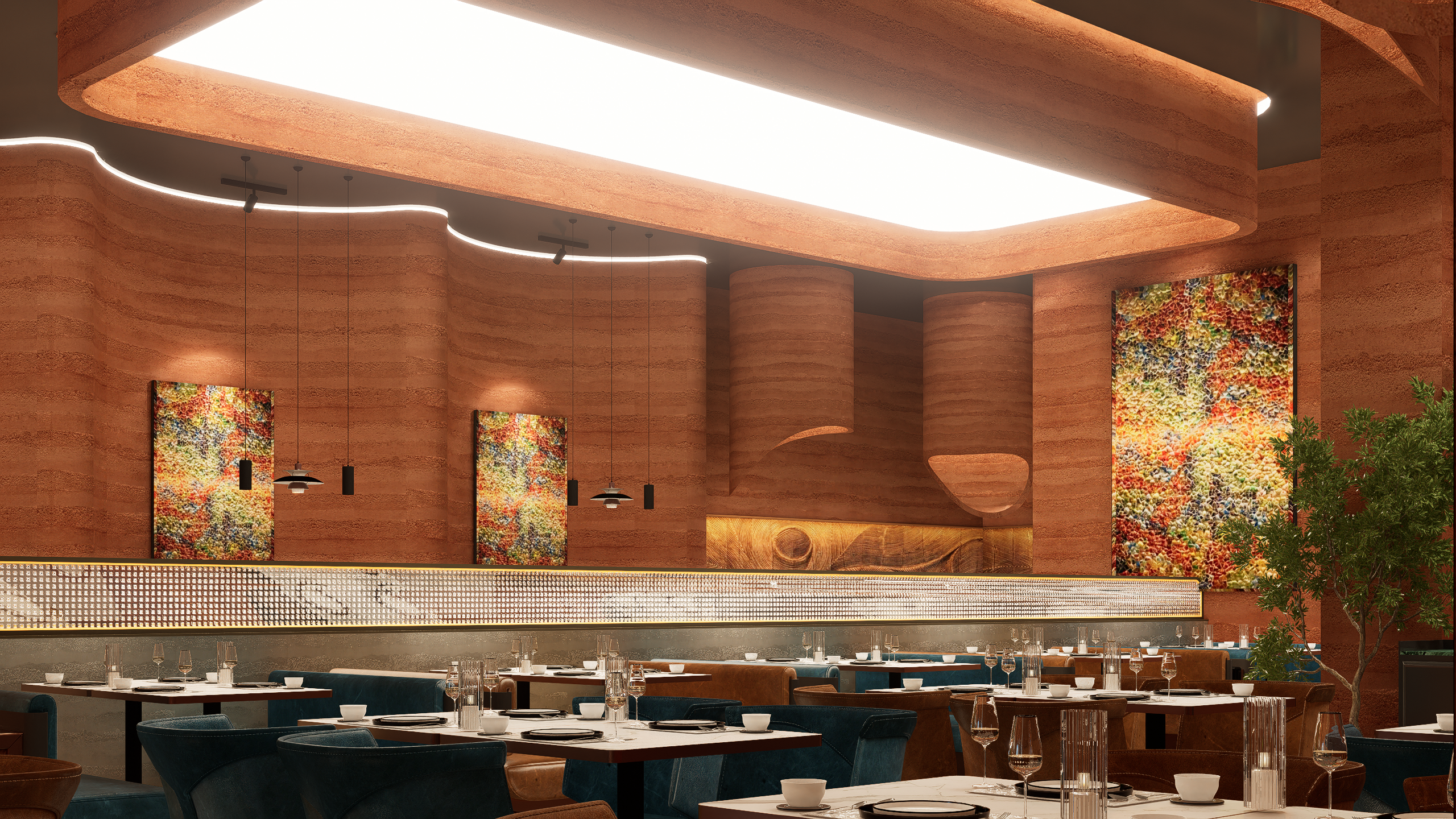 岩彩艺术餐厅餐饮空间设计-9
