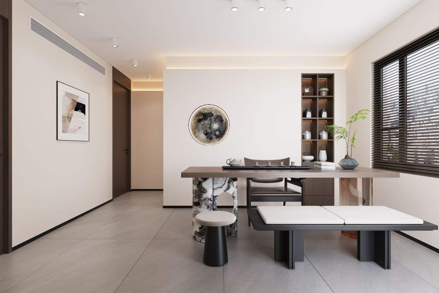 现代别墅轻奢风格客餐厅效果图表现-3