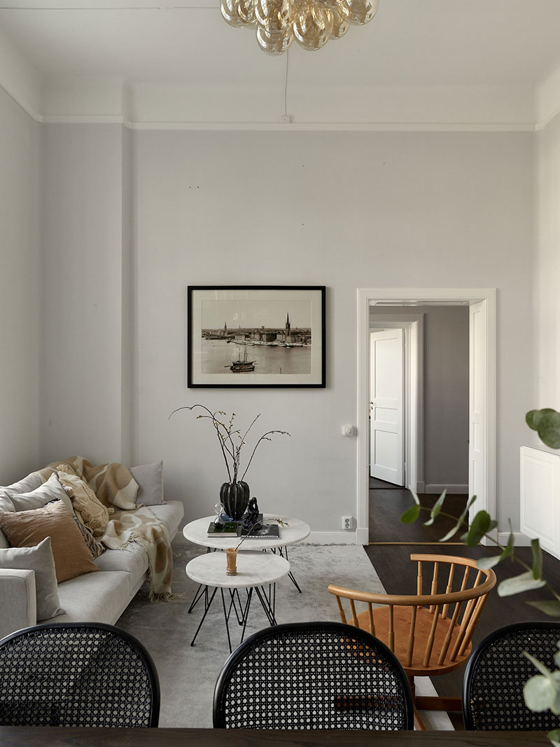 带有黑色家庭图书馆的斯堪的纳维亚式公寓(109 平方米)-7