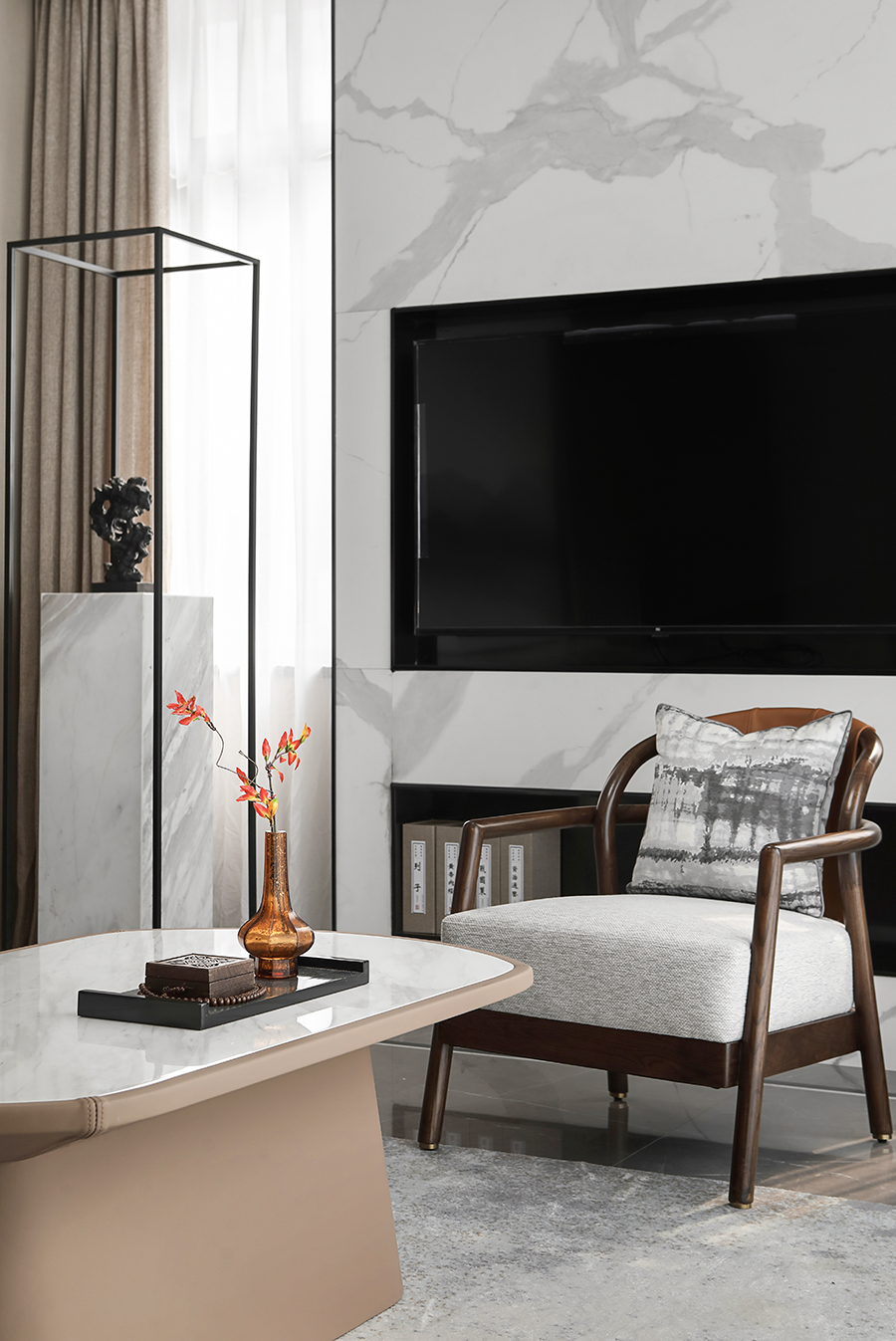 新中式美学，欧谷山语泉售楼处与样板房设计-12