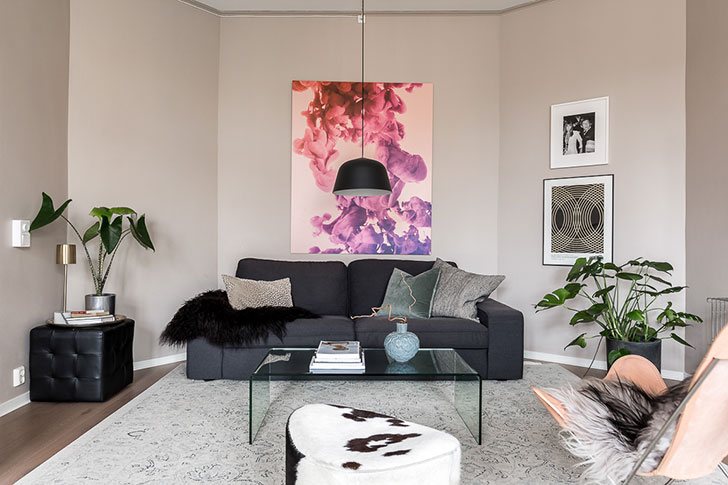 斯德哥尔摩时尚公寓 | 植物与画作打造的温馨空间-2