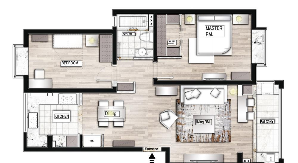 98㎡北欧风家居,原木韵味与怀旧水泥墙的完美结合-23