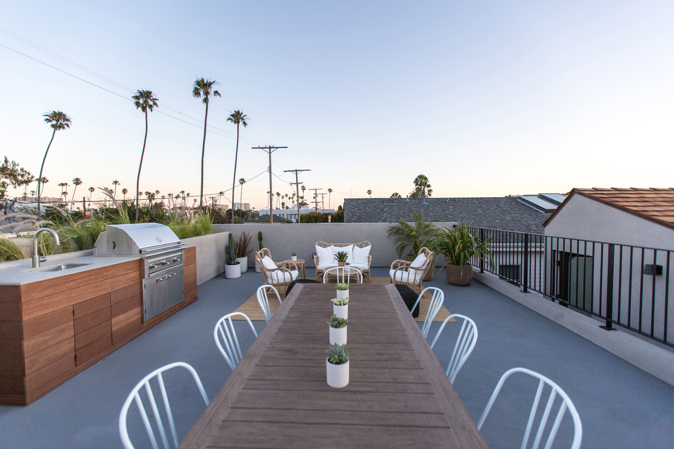 Askew pitched roof and outdoor lounge feature in Venice Beach house by Electric Bowery-4