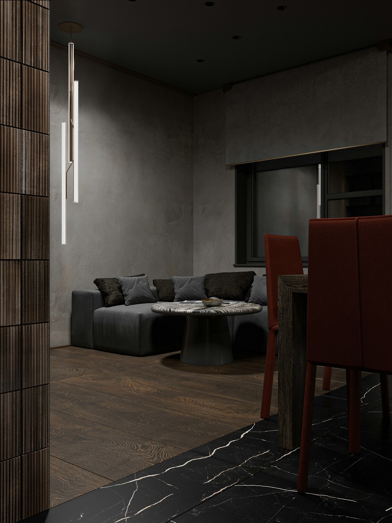 高级黑+砖红色 不同寻常的空间艺境-1