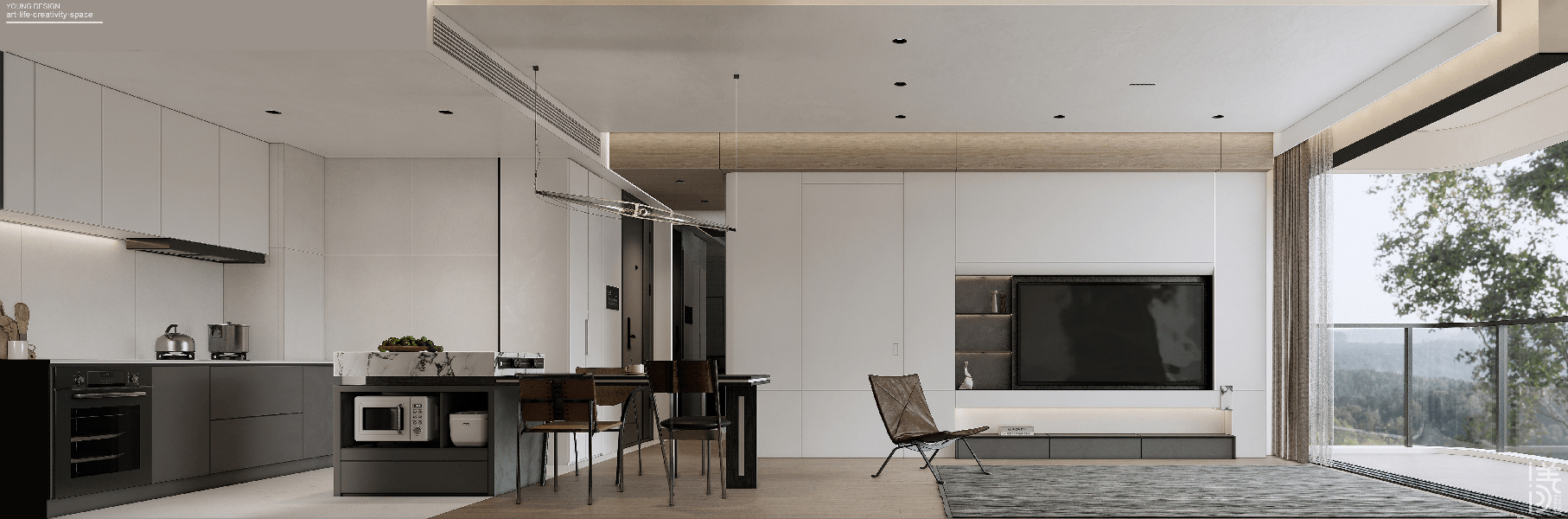 纯白与木色完美平衡,天然肌理邂逅简约线条,诠释意式极简静谧之家丨深圳漾空间设计有限公司-35