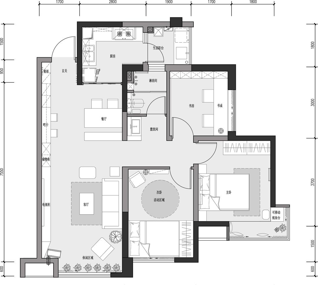 文艺理工男的家 | 87 平方米的清爽舒适空间-2
