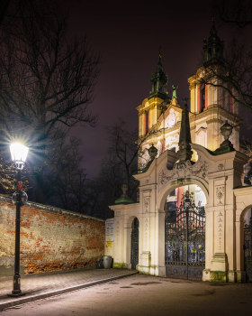 Different faces of the Church on Skałka in Krakow