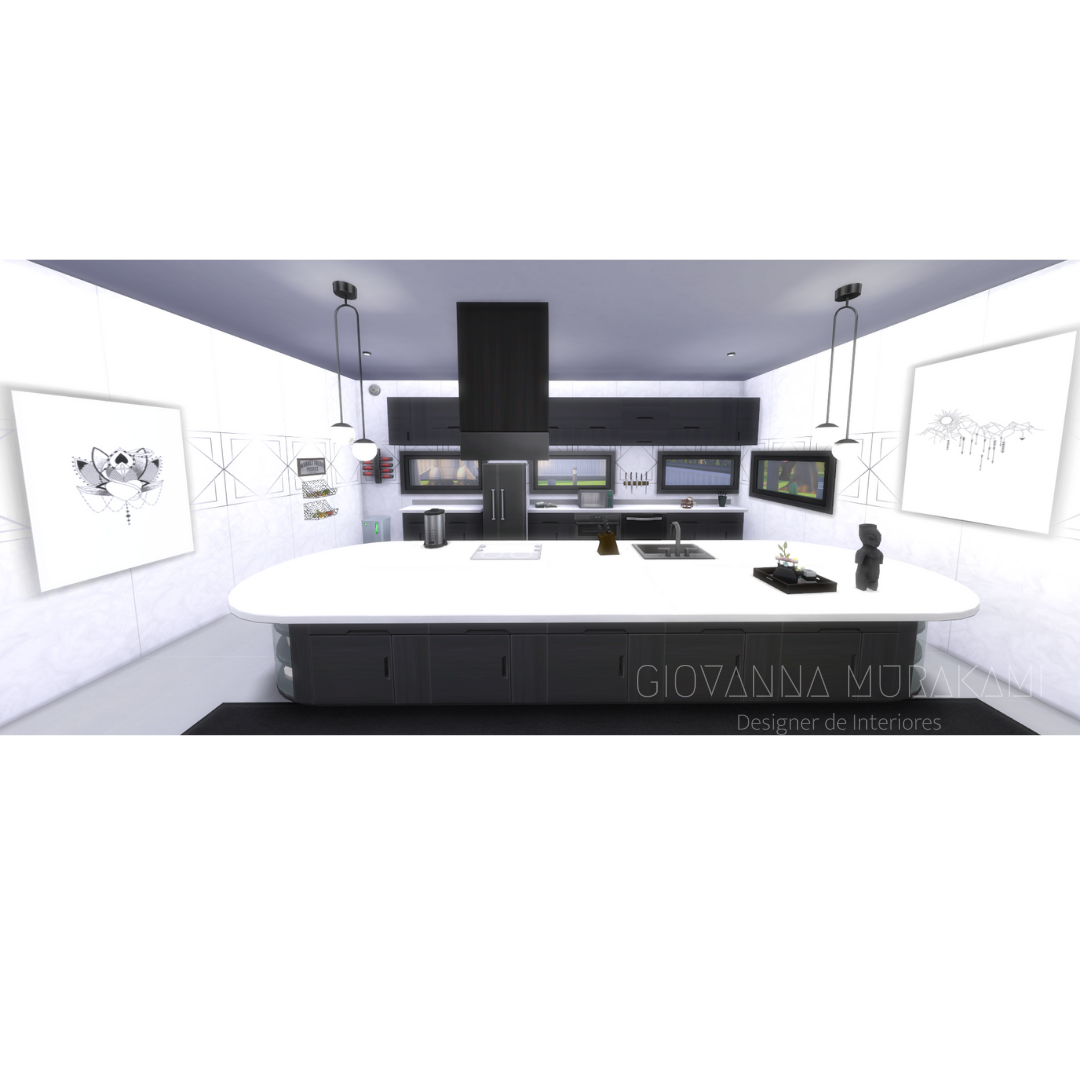 《The Sims 4》黑白厨房设计丨自主设计-9