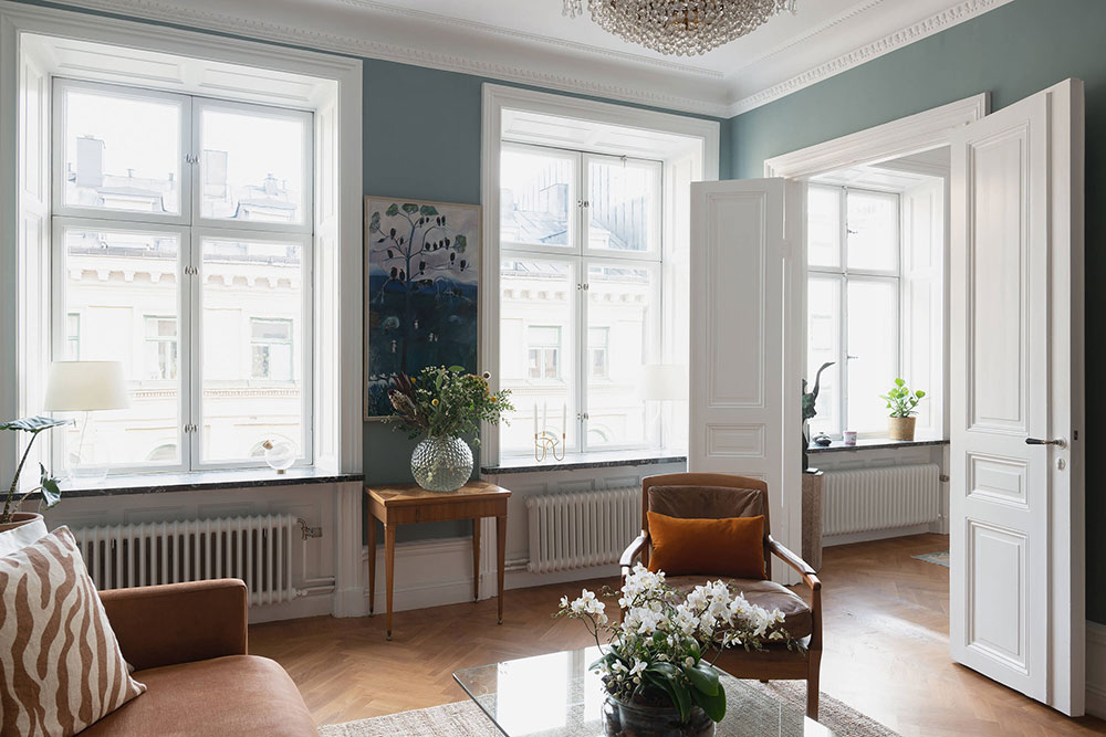 斯德哥尔摩 102 平米优雅公寓 | 海洋风蓝调与温暖焦糖色的完美结合-6