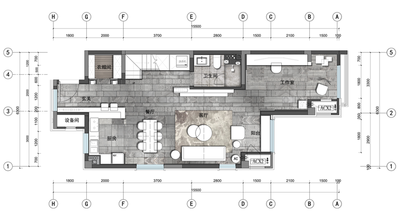 上善若水 | 鸿坤理想城上叠样板间的赖特式有机设计-18