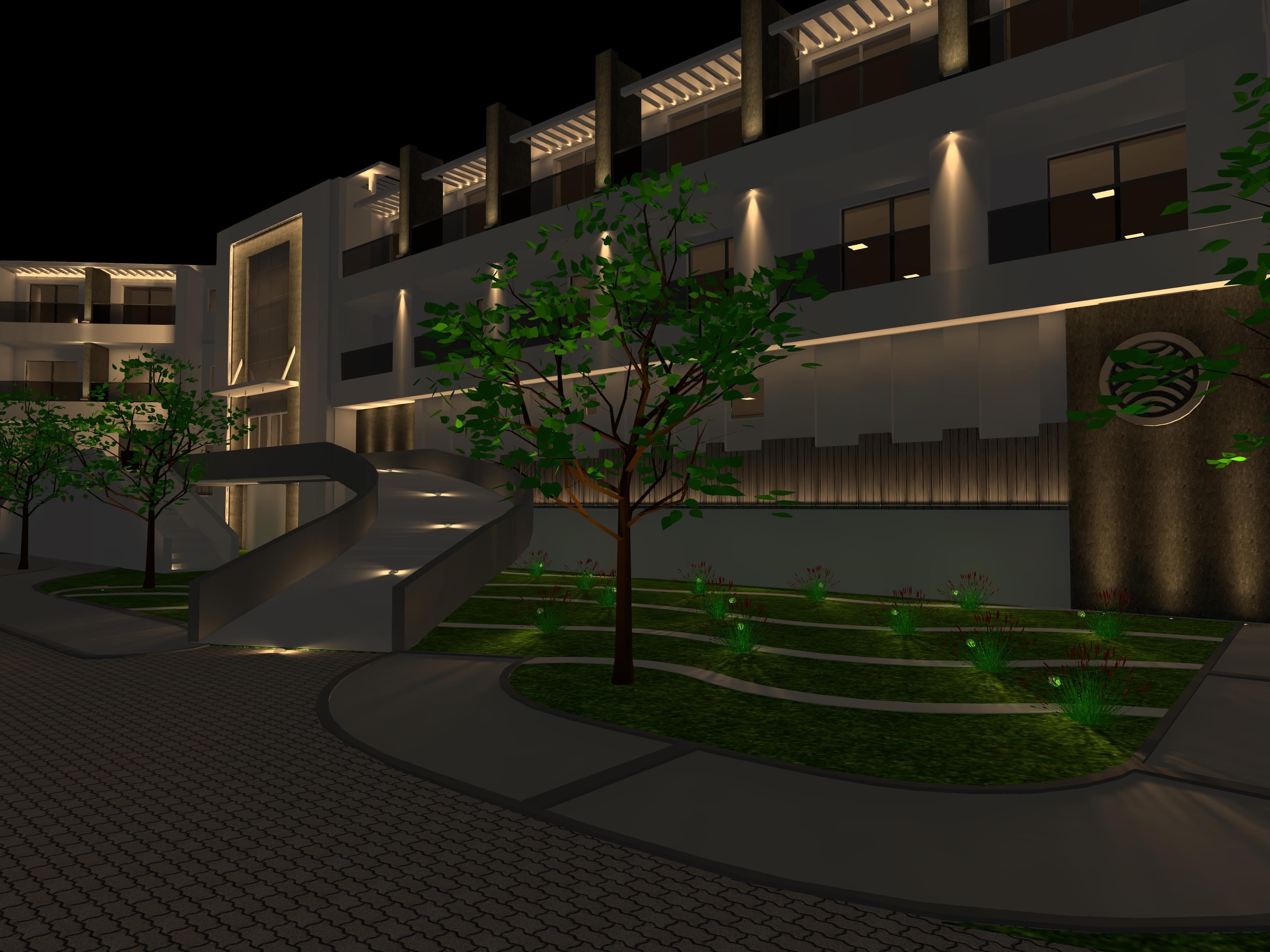 Aroma 1 - Main Building Hotel Facade Lighting Design-1