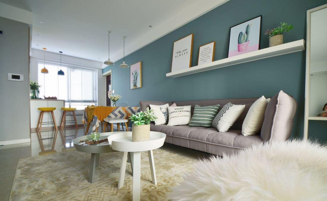 北欧风 87㎡多彩家居设计-0