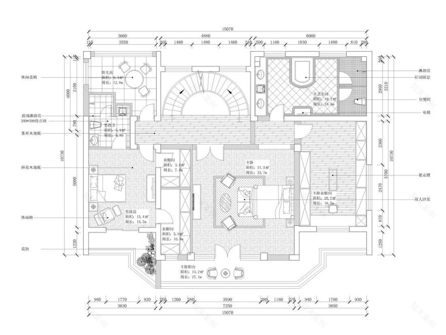 
法式欧式新中式别墅设计作品王文泉89 -12